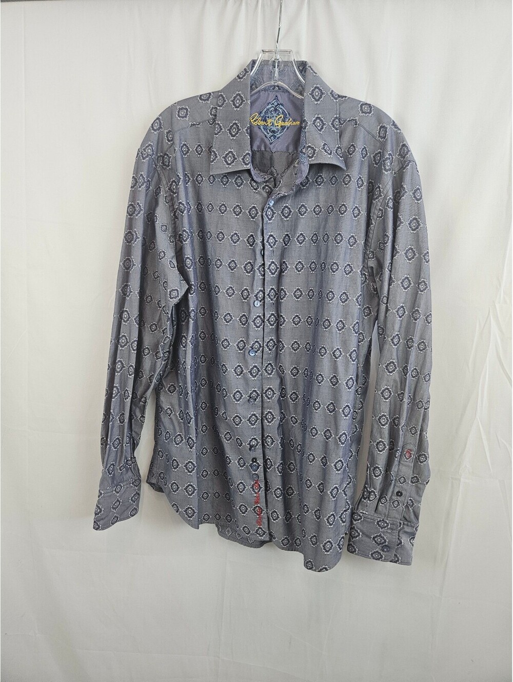 Robert Graham Men's XL Long Sleeve Button-Up Shirt Gray with